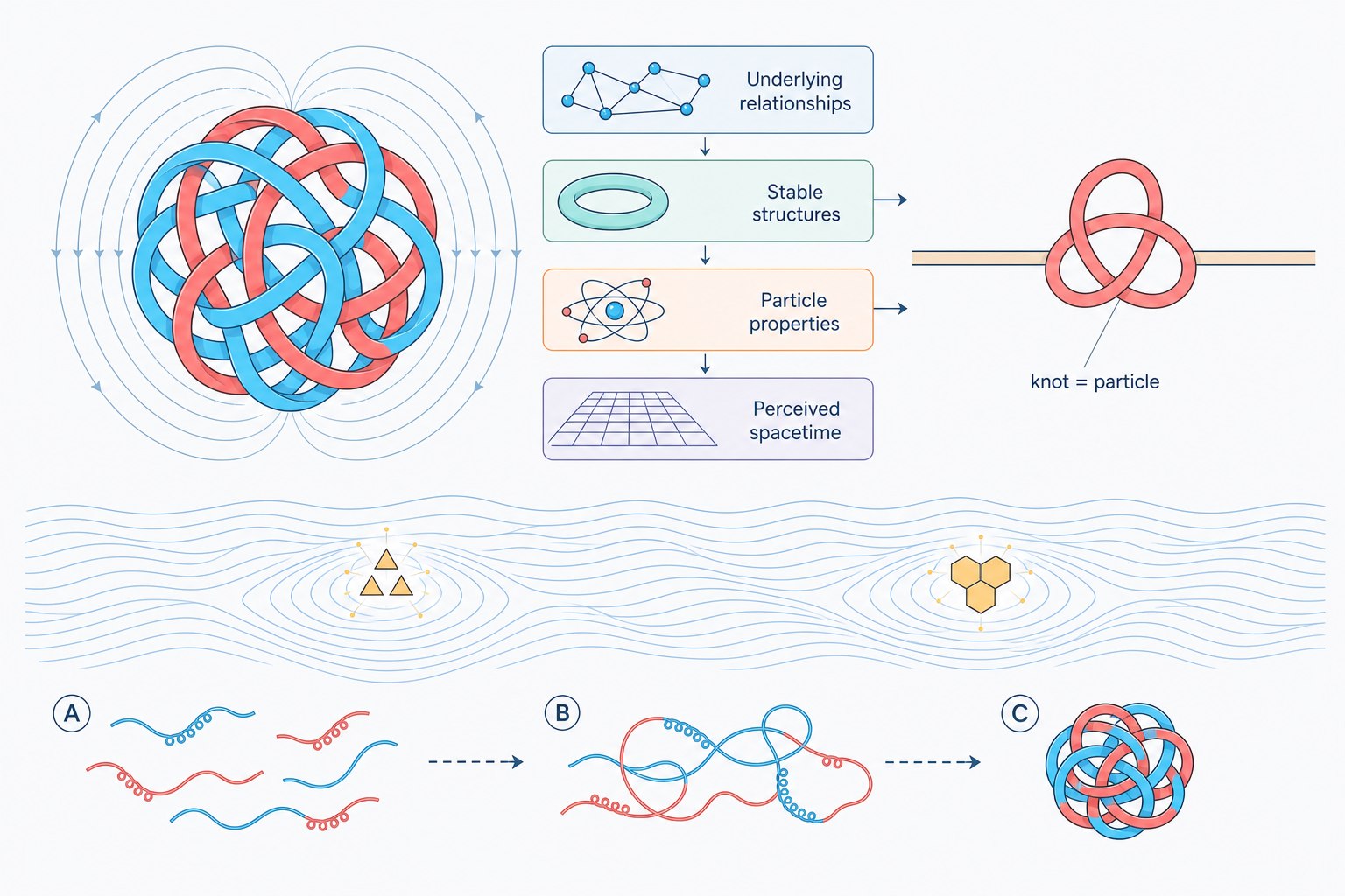 Conceptual illustration of a glueball as a stable structure of underlying relationships