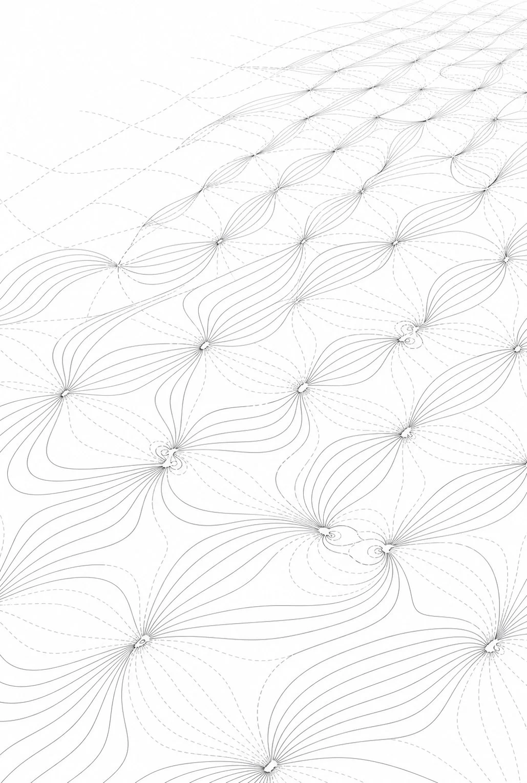 Line study of intersecting continuous paths concentrating around repeated nodes