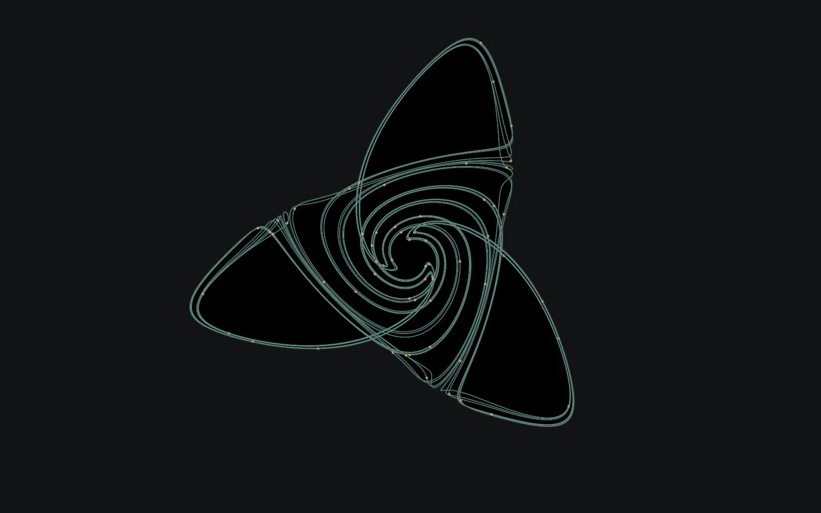 Numerically generated three-lobed projection of the Thomas cyclic attractor